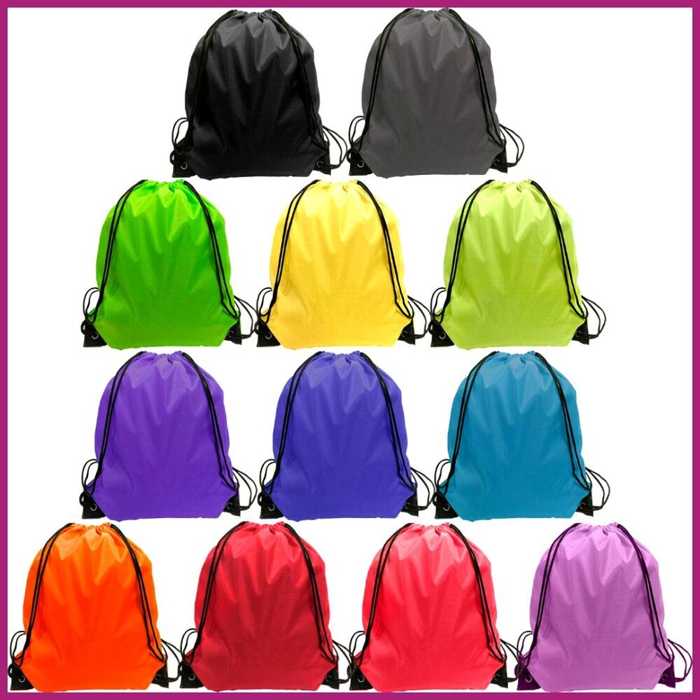 Waterproof Gym Bag Drawstring Backpack Faux Leather Reinforced